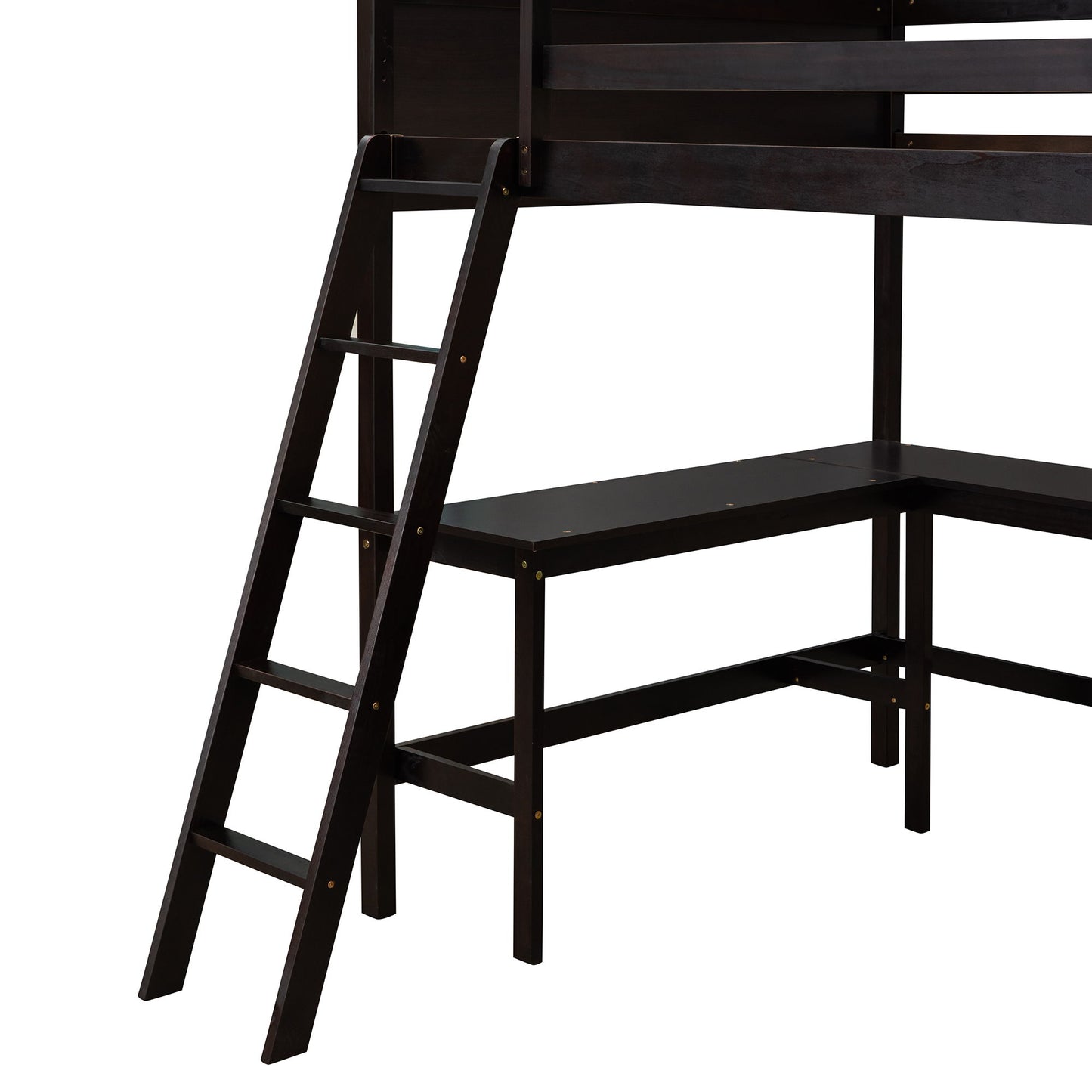 Full Size Loft Bed With Shelves With Desk - Espresso