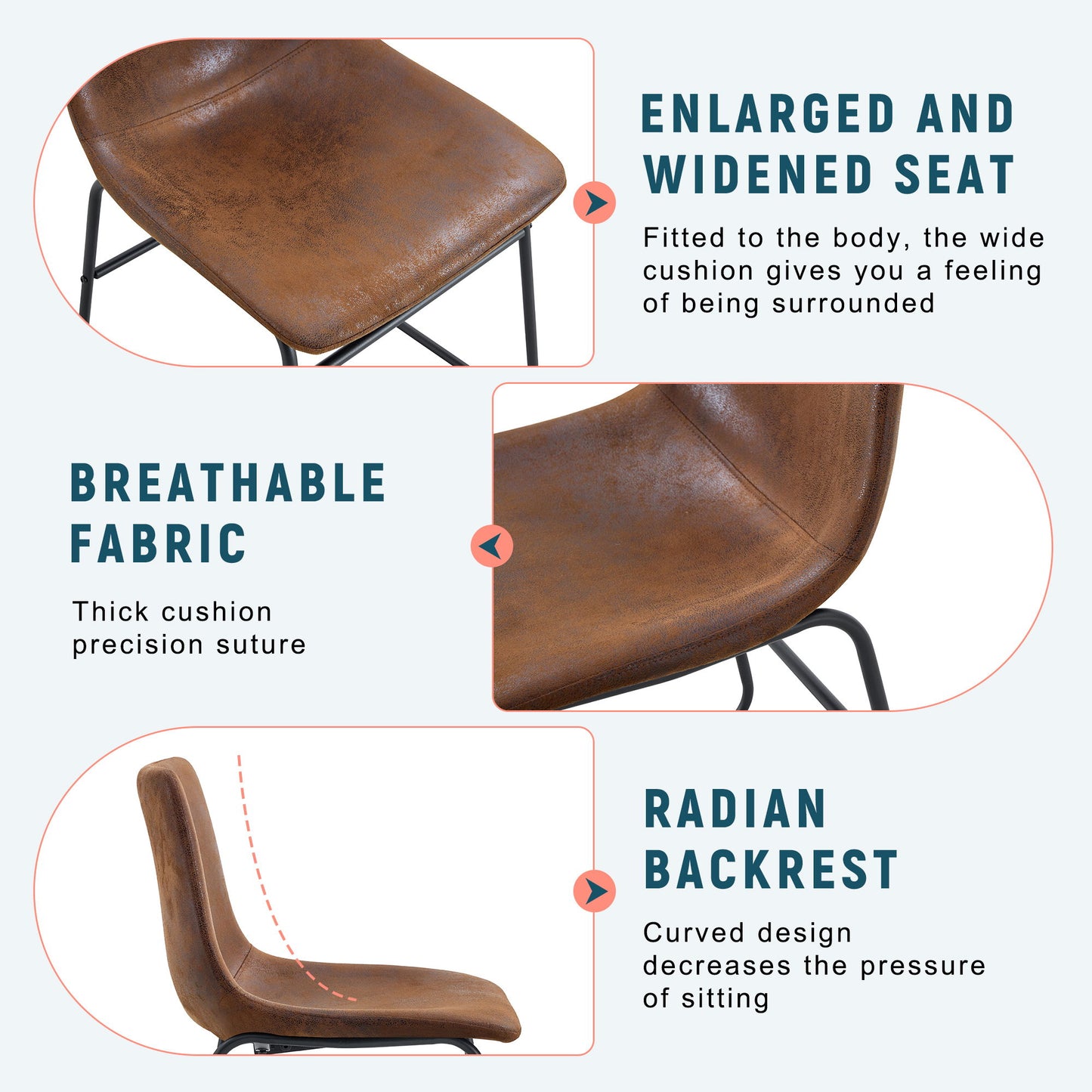(Set of 4) Retro Chairs, Comfortable Bar Stools, Suitable For Industrial And Vintage Style Environments - Brown