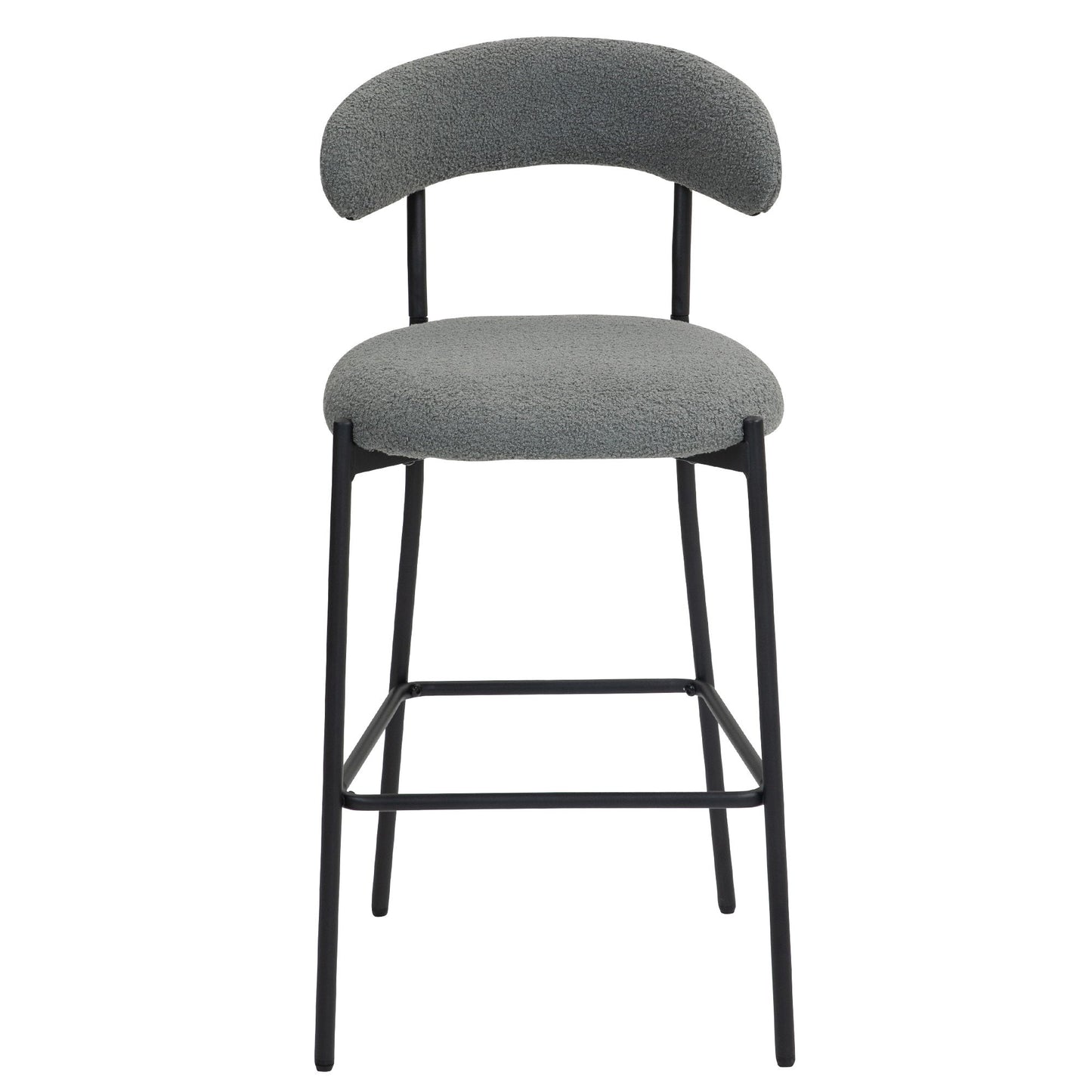 Counter Height Bar Stools Teddy Fabric Cover Kitchen Island Counter Bar Stool With Black Powder Coating Base And Footrest - Gray