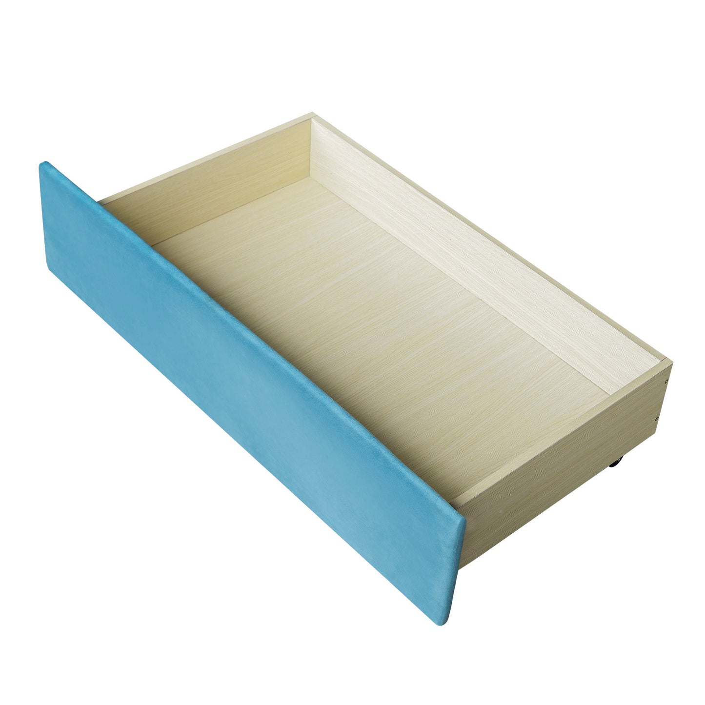 Twin Size Upholstered Daybed With Two Drawers And Slat - Blue