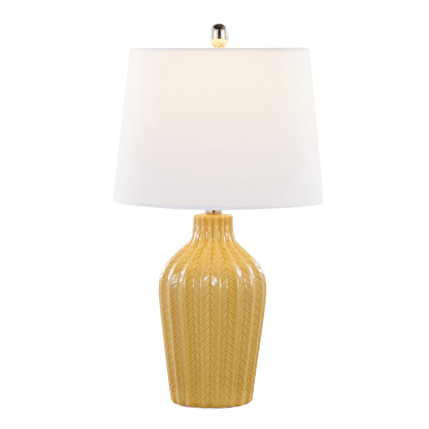 Rockwell - Contemporary Table Lamp (Set of 2) - Glossy Misted Yellow / Polished Nickel / White