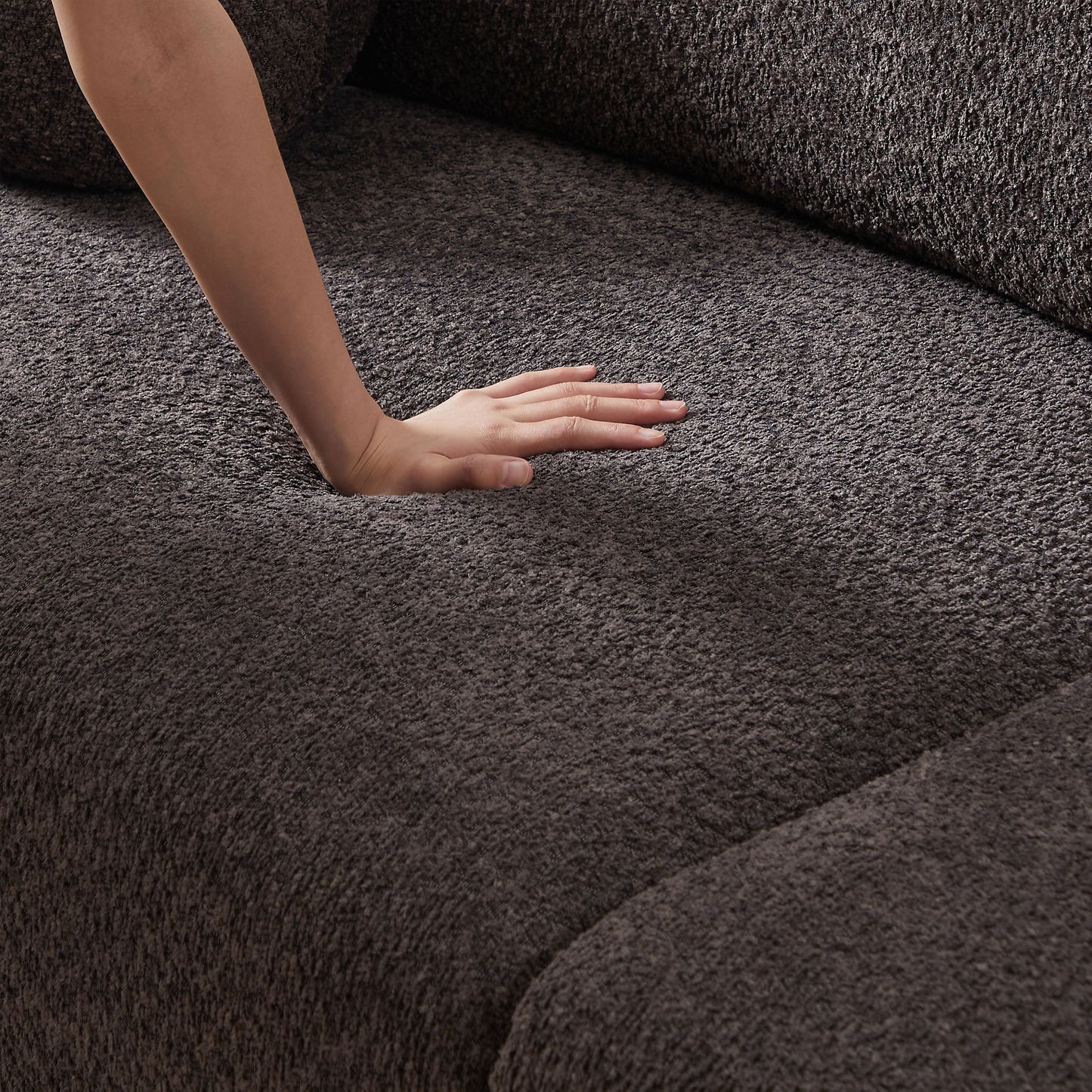 Lamb's Wool 2 Seater Cushion Sofa Comfortable Sofa For Living Room Bedroom And Other Casual Spaces Lamb's Wool Sofa With 2 Cushions And 2 Ball Pillows (Set of 2) - Gray