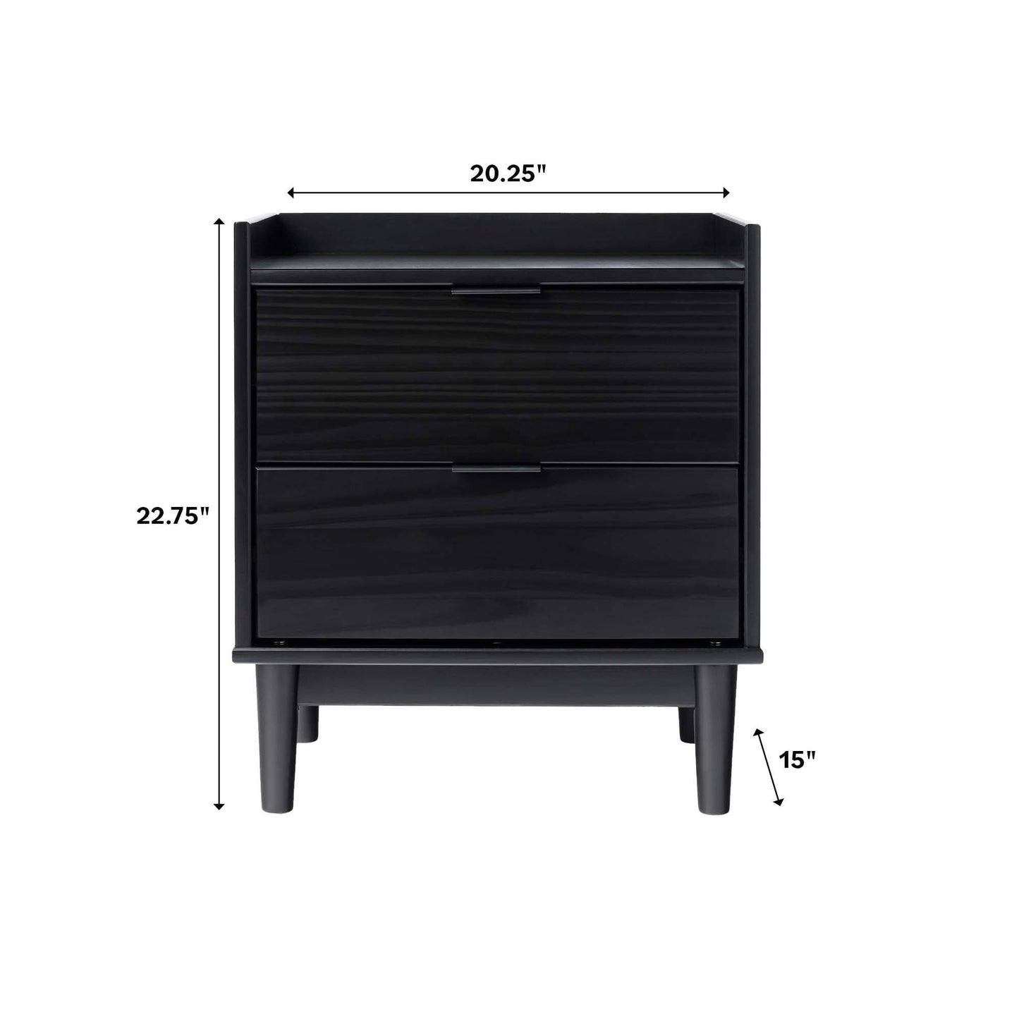 Mid-Century Modern 2 Drawer Nightstand - Black