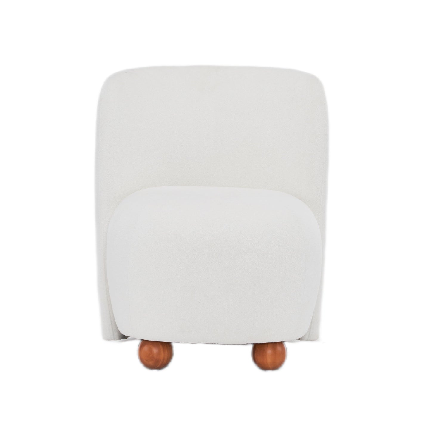 Modern Low Back Accent Chair, Upholstered Armless Living Room Chairs, Round Pine Wood Feet, For Small Living Spaces, Living Room - White