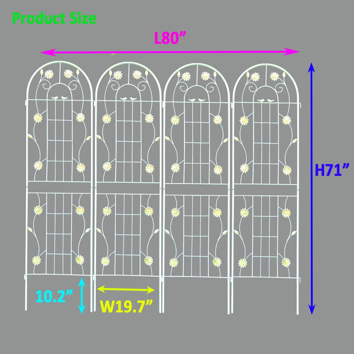 4 Pack Metal Garden Trellis Rustproof Trellis For Climbing Plants Outdoor Flower Support - Cream White