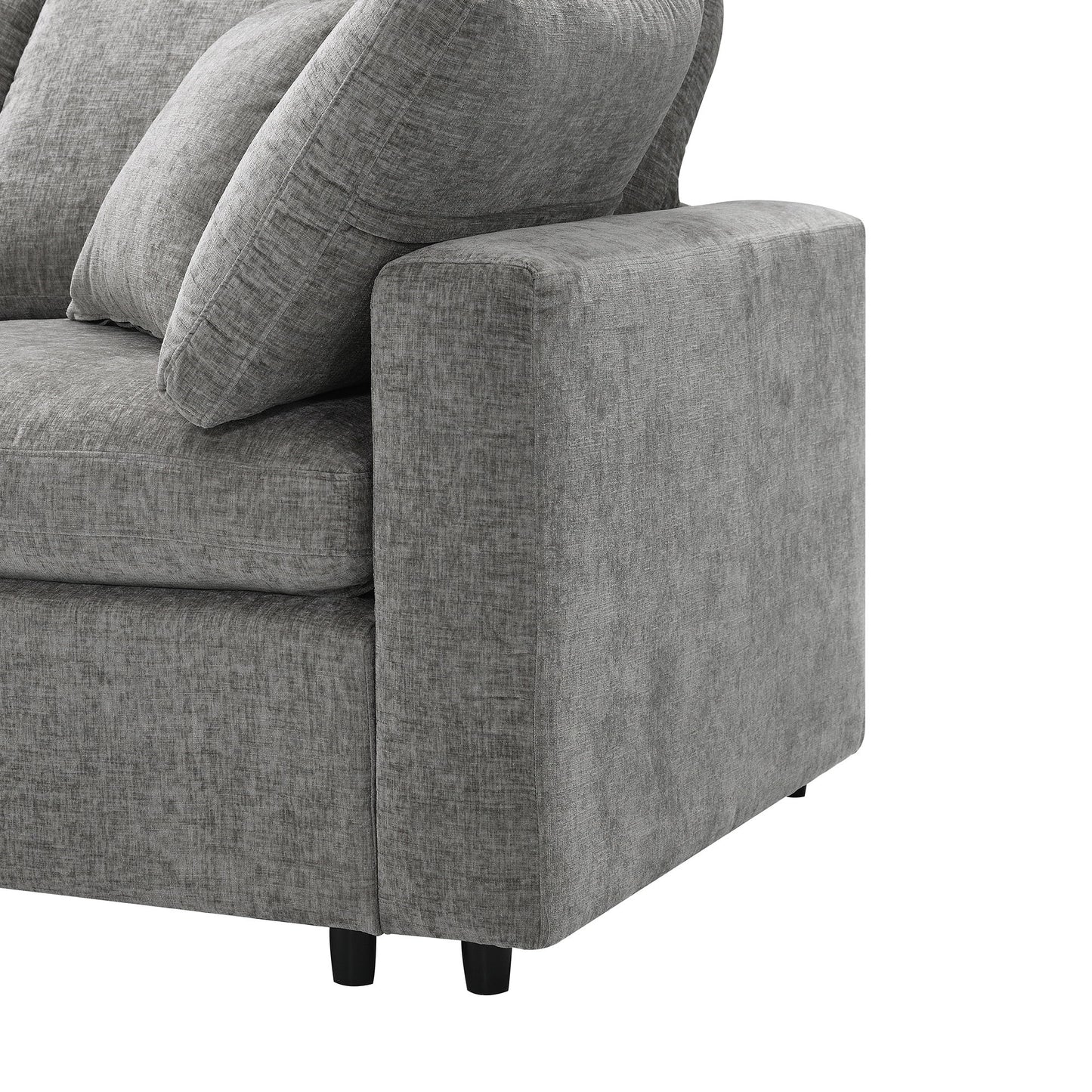 Modern Modular Cloud Sofa Bed, 6 Seat Chenille Sectional Couch Set With Ottoman, Free Combination, Convertible U Shaped Sleeper Sofa - Gray