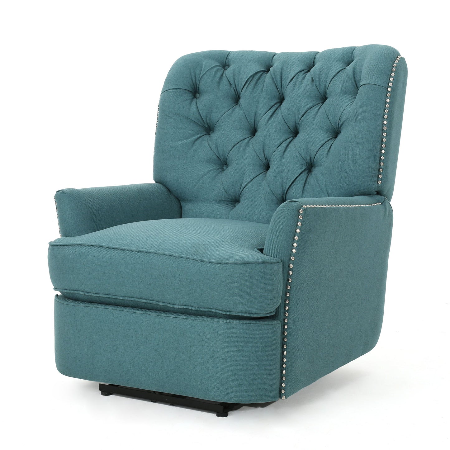 Electric Recliner Chair With Elegant Copper Accents And Soft Upholstery - Teal