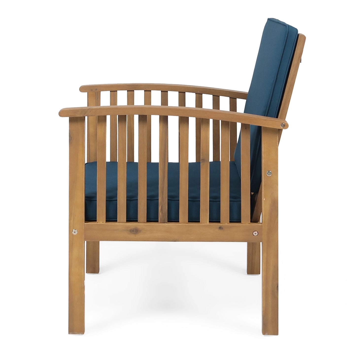 Casa Acacia Wood Club Chair (Set of 2) With Weather Resistant Cushions - Brown / Dark Teal