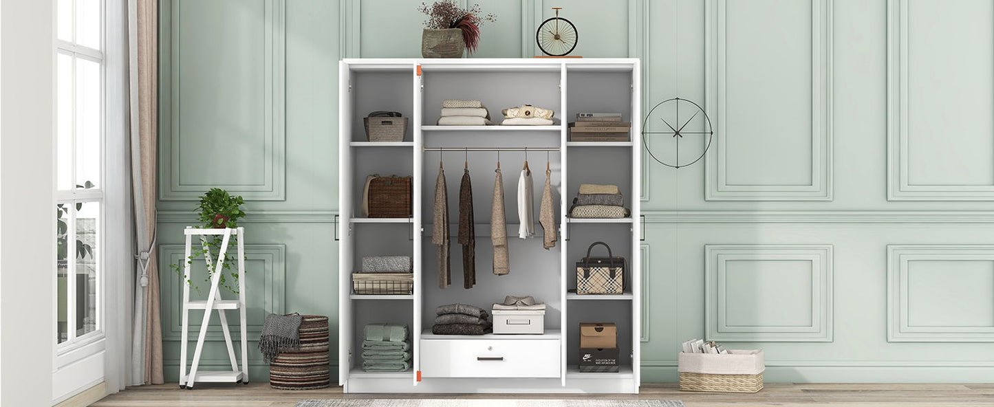 4 Door Wardrobe With 1 Drawer - White