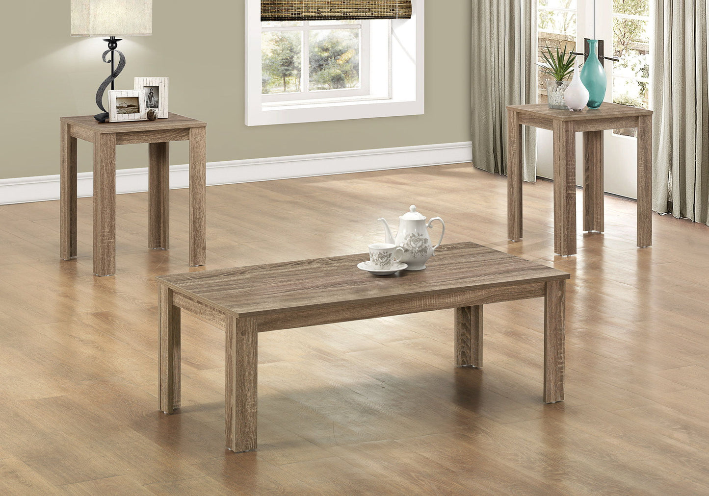 Table Set, Coffee, End, Side, Accent For Living Room Transitional (Set of 3) - Taupe
