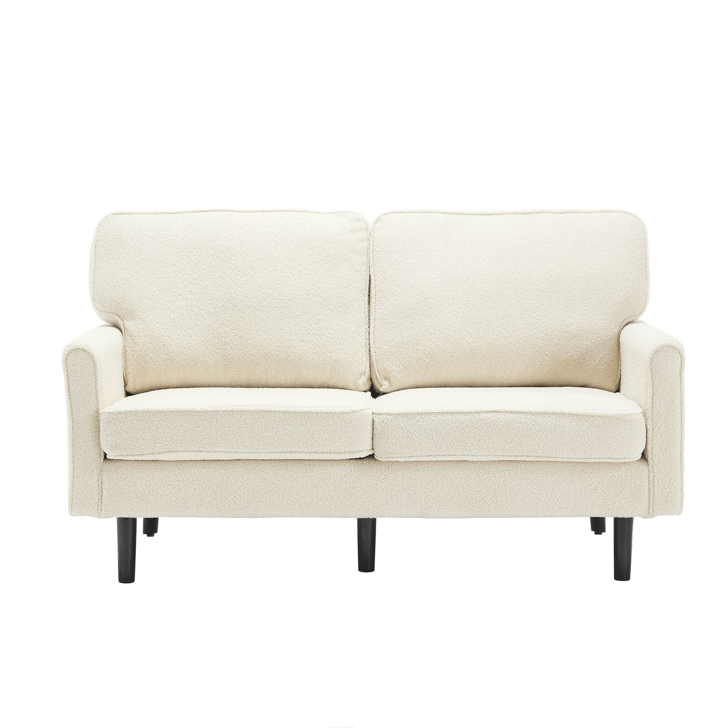 Mid Century Modern Loveseat Sofa With USB, Removable Pillow Cover - Beige