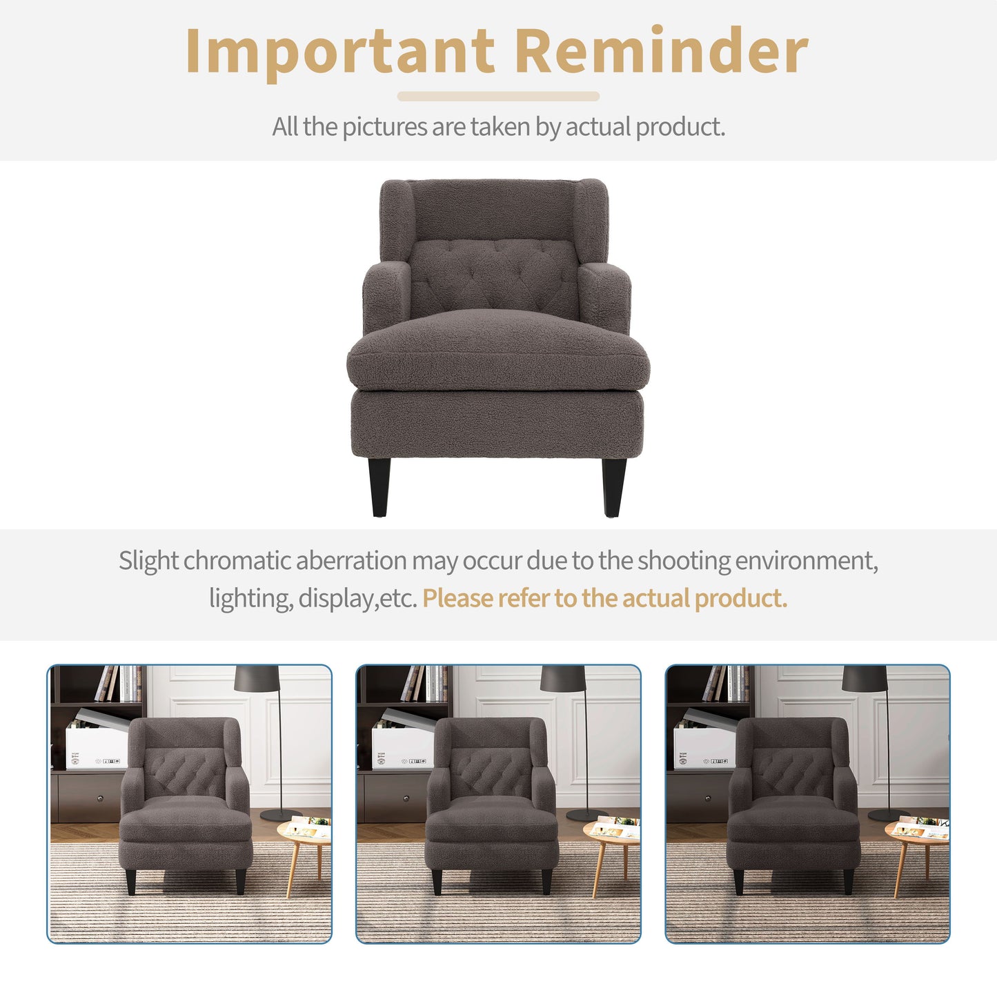 Upholstered Accent Chair Tufted Armchair For Living Room, Russet - Brown