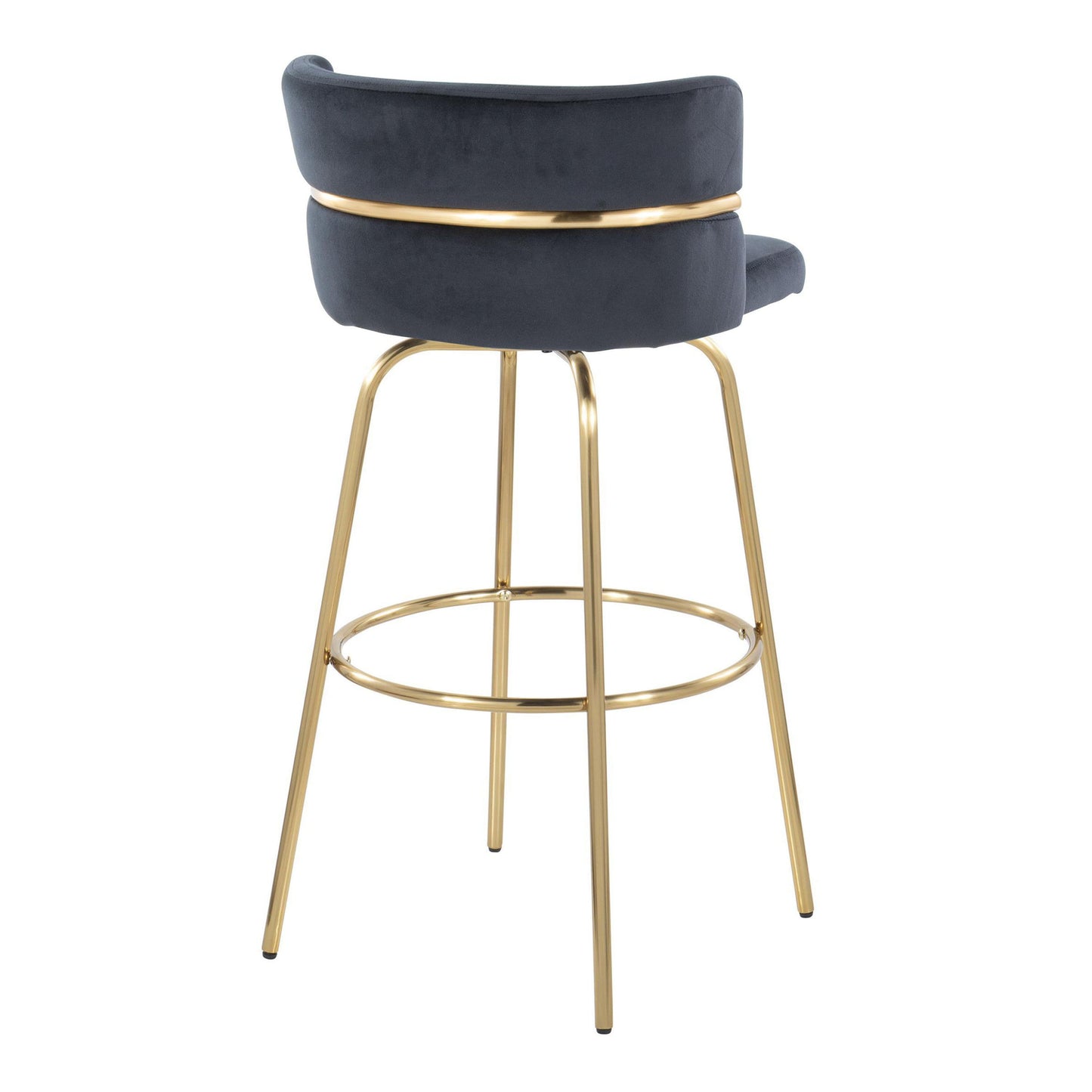 Cinch - Glam / Art Deco Fixed Height Barstool With Swivel With Round Footrest (Set of 2) - Gold / Black