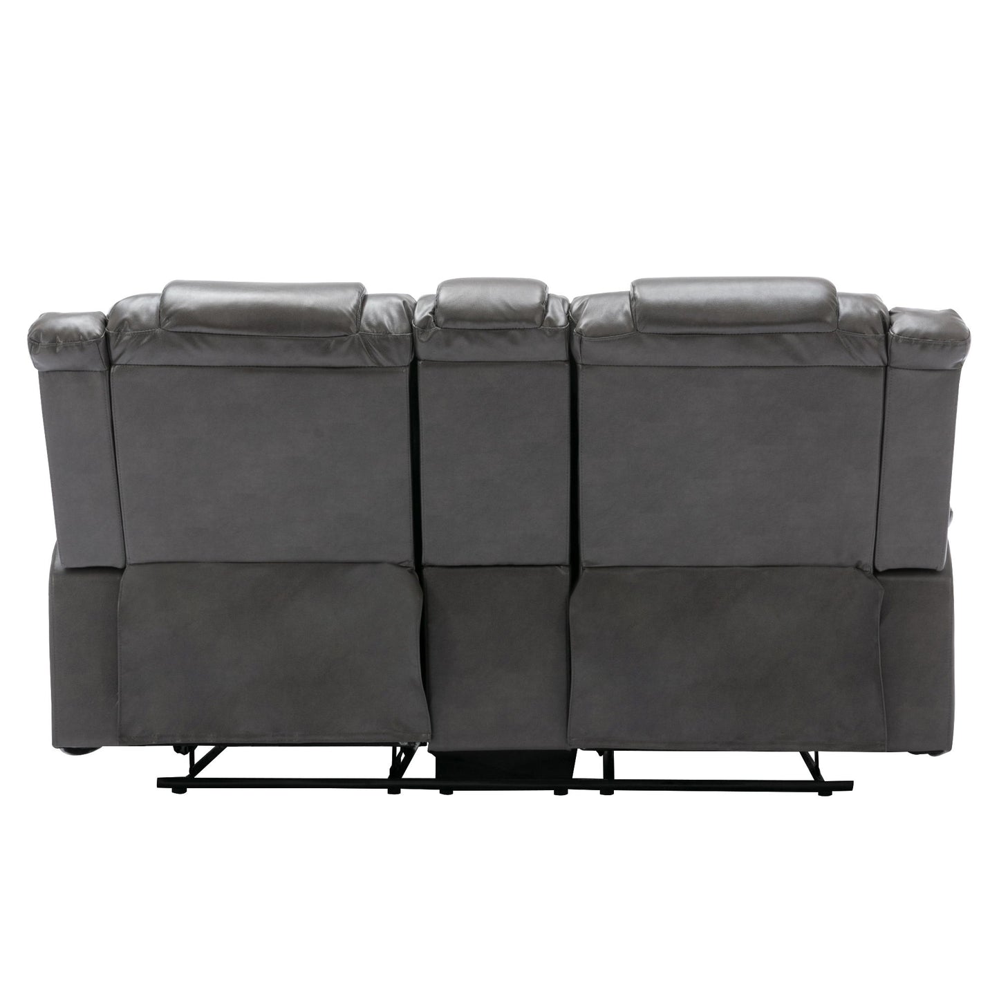 2 Seater Home Theater Recliner Manual Recliner Chair With A Storage Box And Two Cup Holders For Living Room - Gray