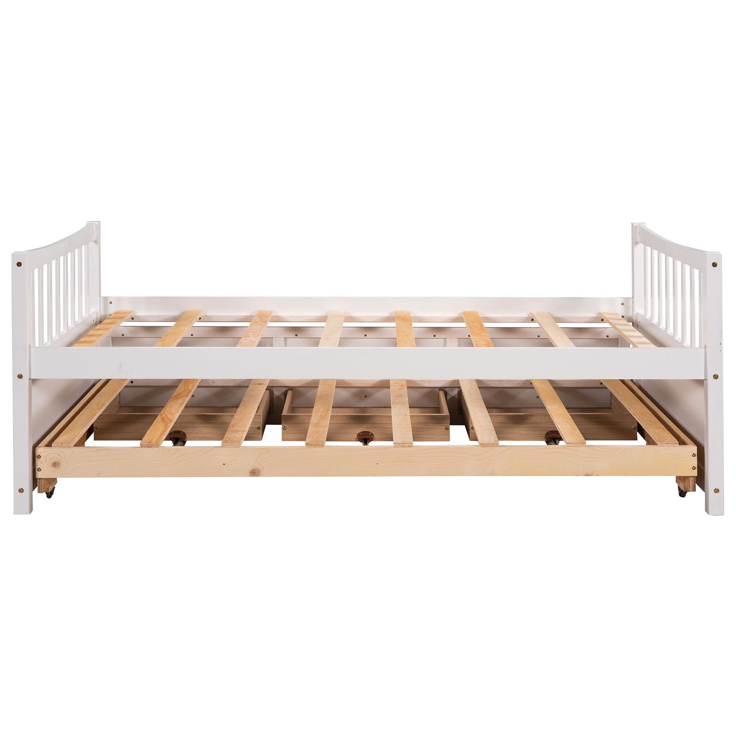 Twin Size Daybed With Trundle And Drawers - White