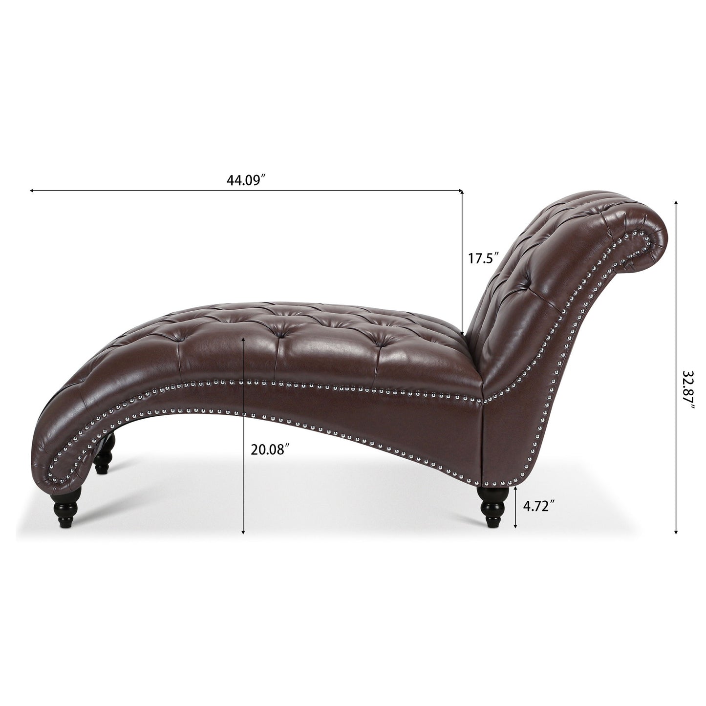 Tufted Armless Chaise Lounge - Dark Brown