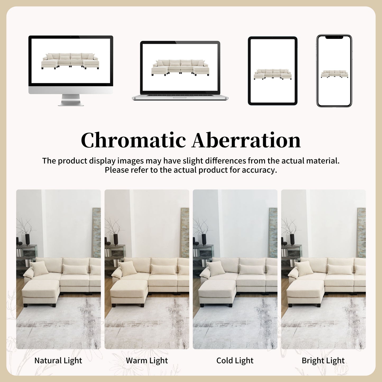 Wide Seat Modular Sectional Bed Sleeper Couch Set With Armrest Pillow 6 Seat, Free Combination Sofa With Ottomans Oversized - Beige