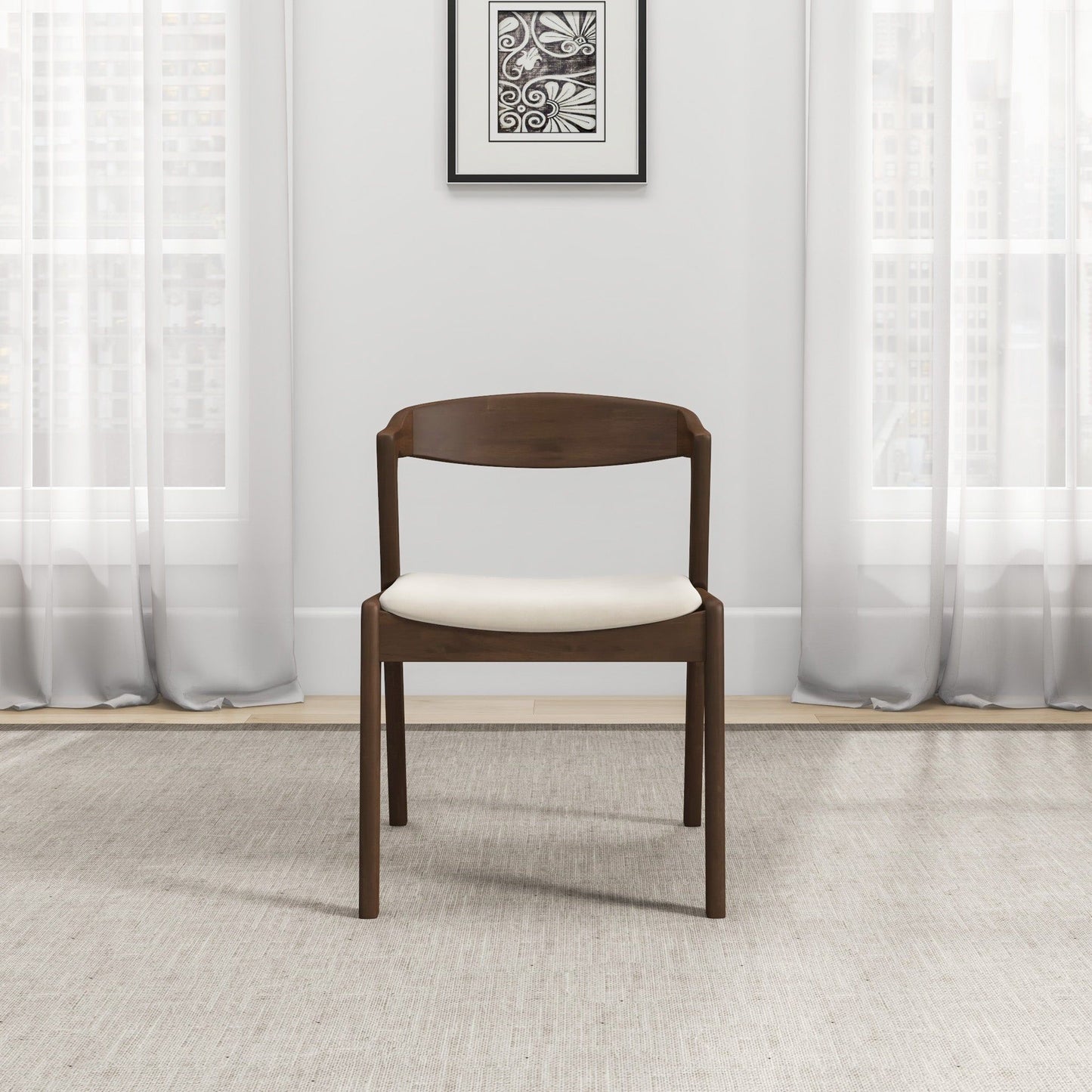 Dakota - Velvet Dining Chair (Set of 2) - Cream White / Dark Brown