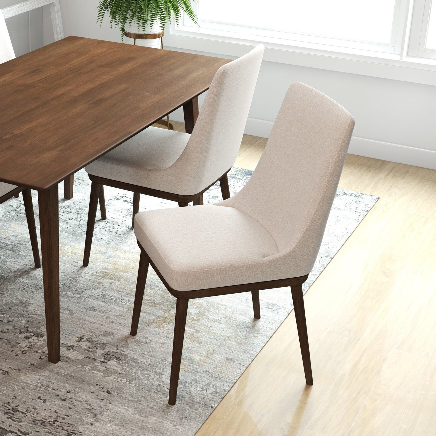 Kate - Mid-Century Modern Dining Chair (Set of 2) - Fabric - White