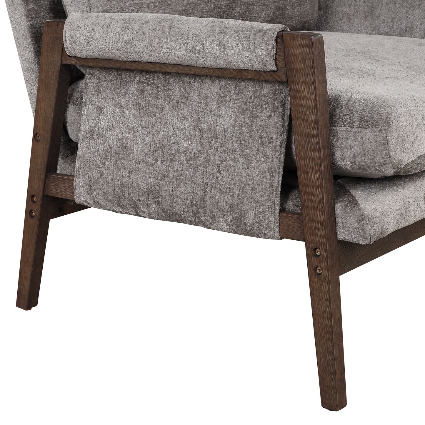 Mid-Century Modern Velvet Accent Chair, Leisure Chair With Solid Wood And Thick Seat Cushion For Living Room, Bedroom, Studio - Gray
