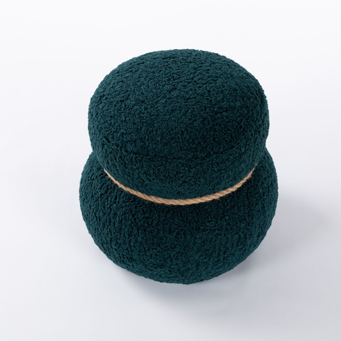 Snowman Stool With Lamb Wool Cushion And Solid Wood Frame - Dark Green