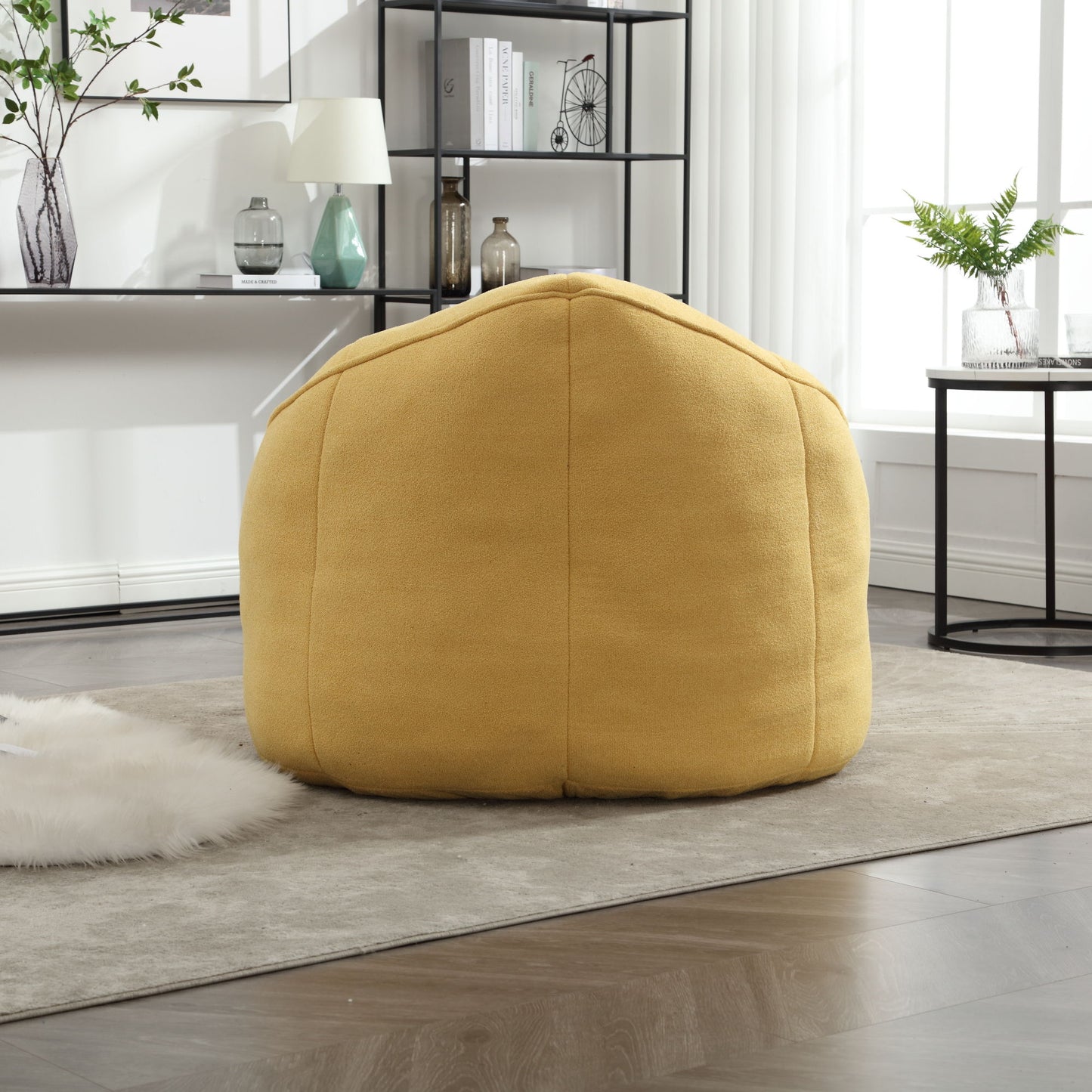 Bedding Bean Bag Sofa Chair High Pressure Foam Bean Bag Chair Adult Material With Padded Foam Padding Compressed Bean Bag With Footrest - Yellow