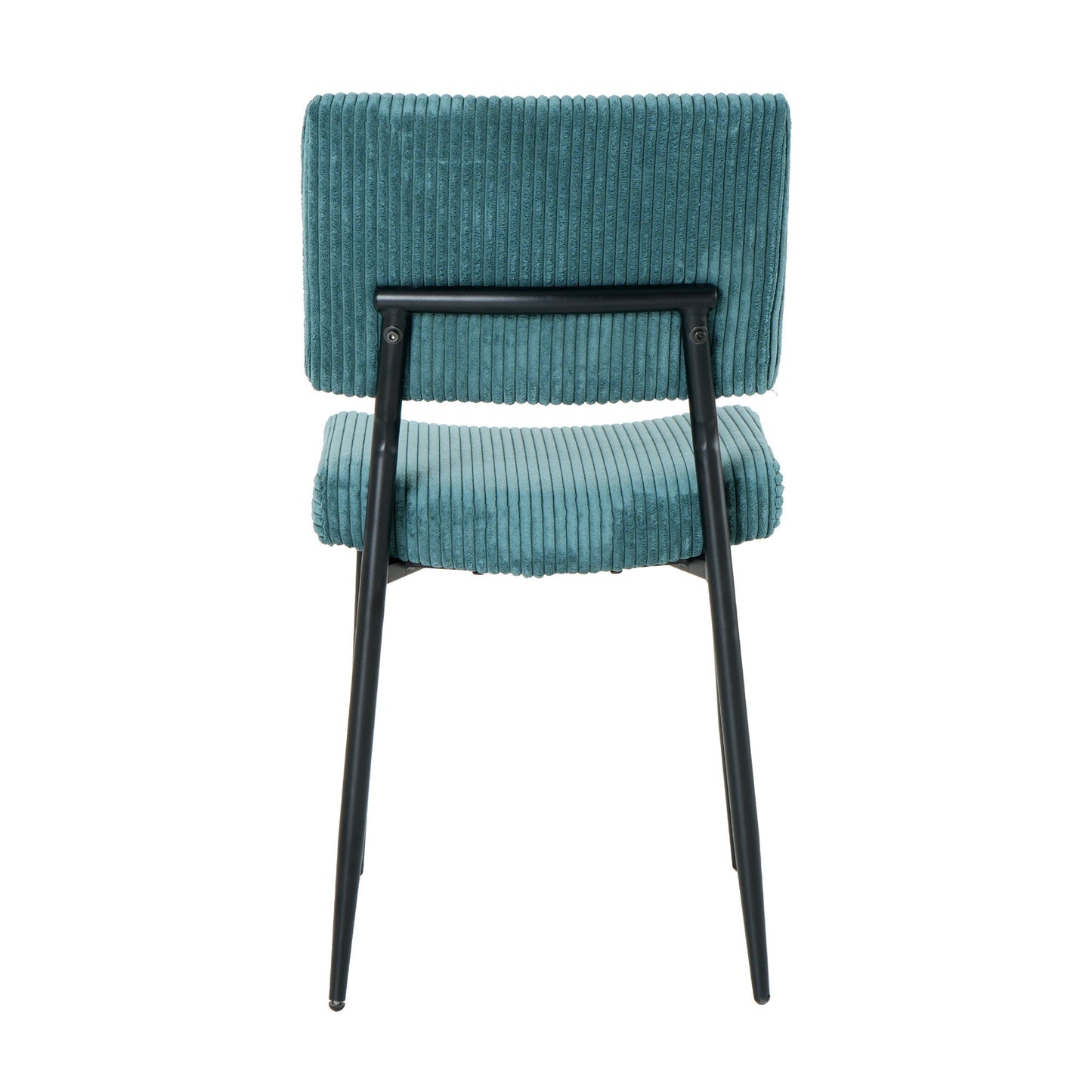 Modern Upholstered Dining Chair Set With Black Metal Legs (Set of 2) - Turquoise
