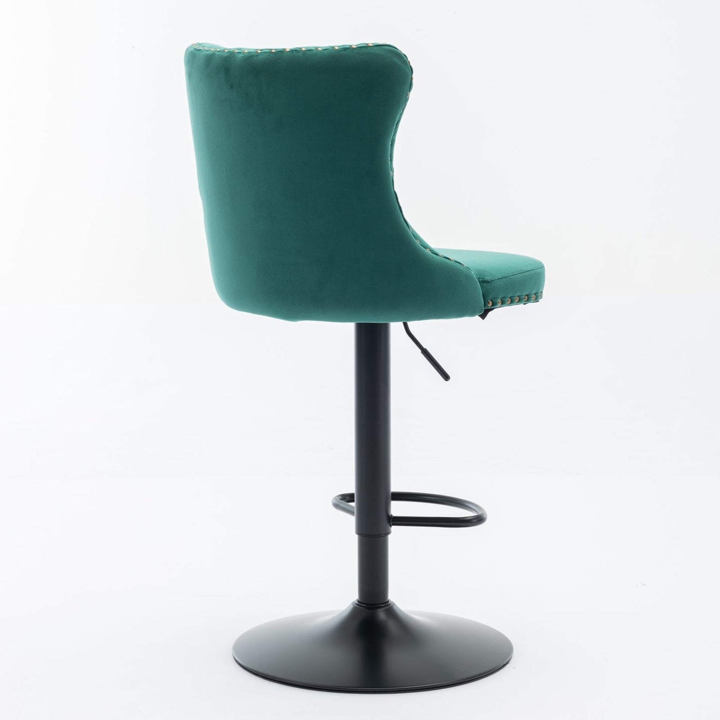 Swivel Velvet Barstools Adjusatble Seat Height, Modern Upholstered Bar Stools With Backs Comfortable Tufted For Home Pub And Kitchen Island (Set of 2) - Green