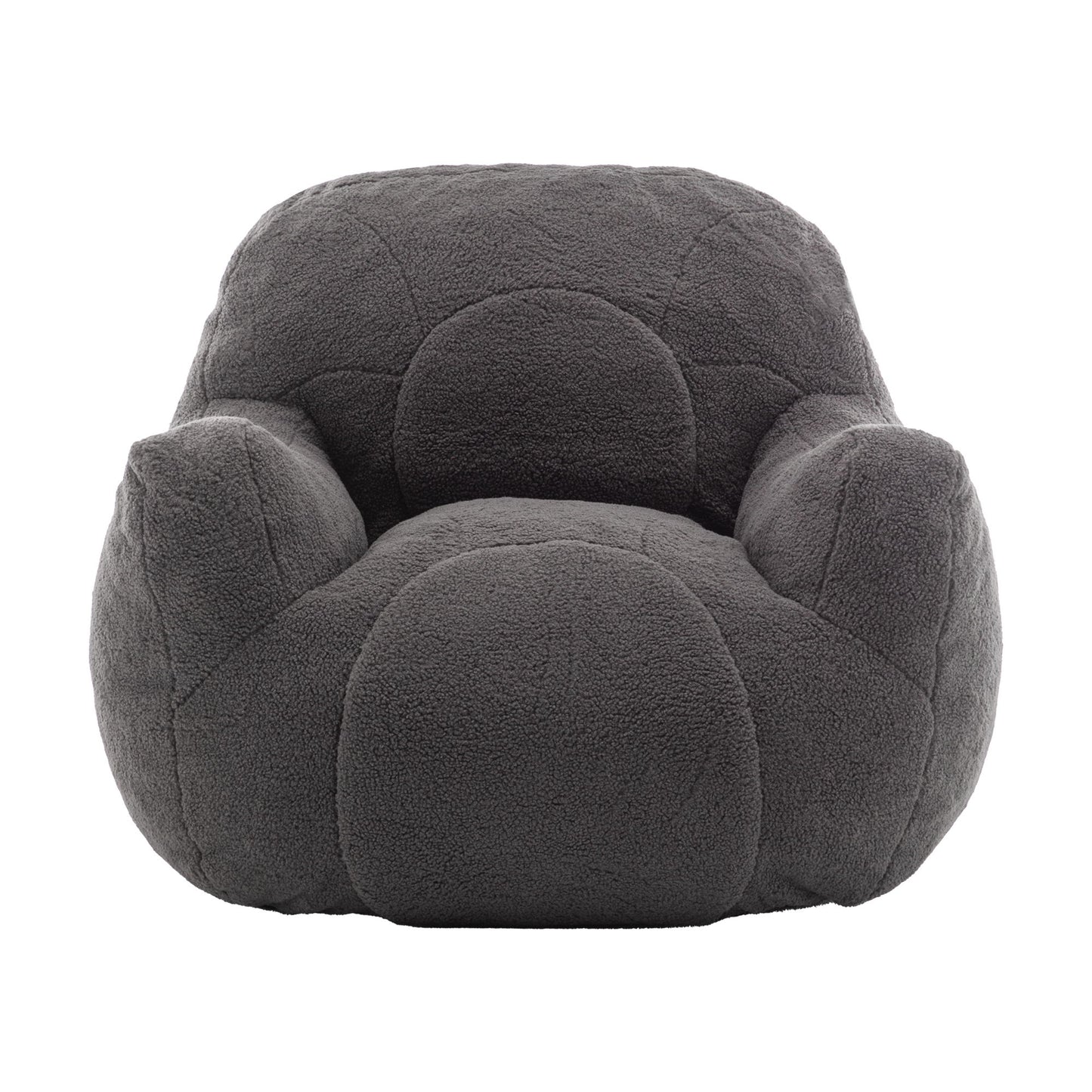 Comfy Bean Bag Chair With Filler, Tufted Memory Foam Sofa Teddy Fabric, Fluffy And Cozy Seating For Dorm, Apartment, Or Living Room - Dark Gray