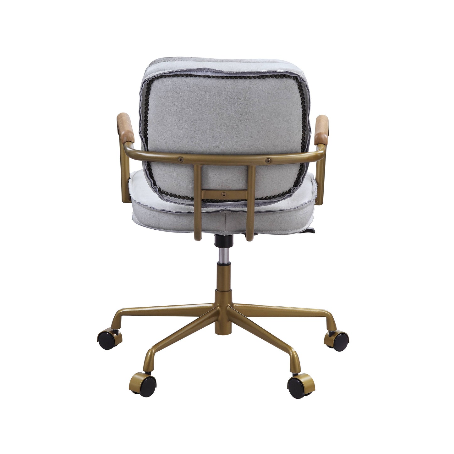 Siecross - Vintage Top Grain Leather Office Chair - Antique White / Gray