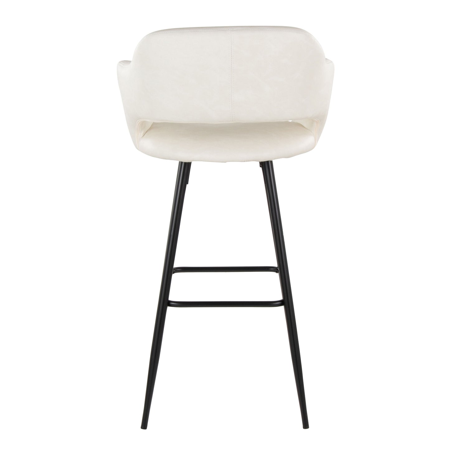 Margarite - Contemporary Fixed Height BarStool With Square Footrest (Set of 2) - Black / Cream