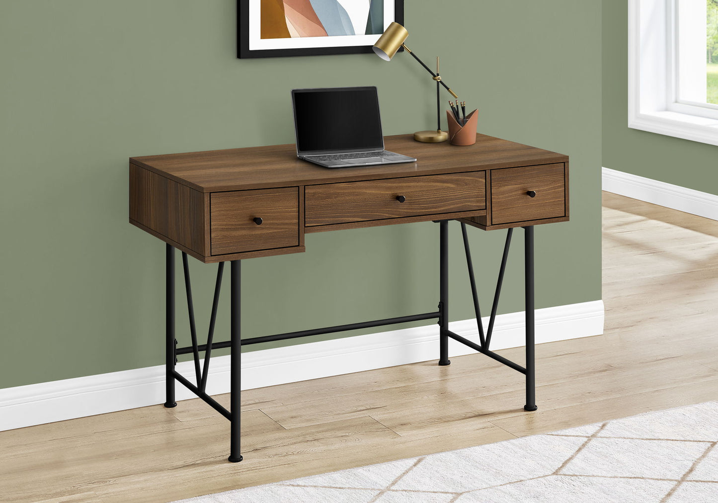 Computer Desk For Home Office, Laptop, Storage Drawers, Transitional - Walnut