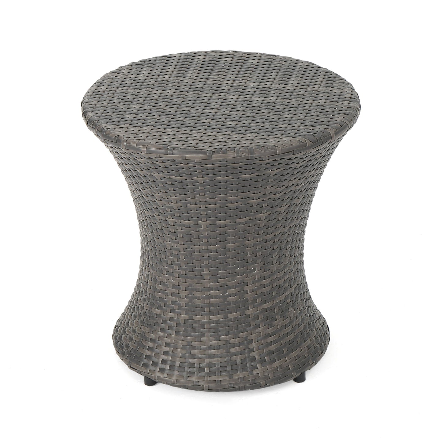 Thrive - Hourglass Rattan Table With No Glass Top - Gray