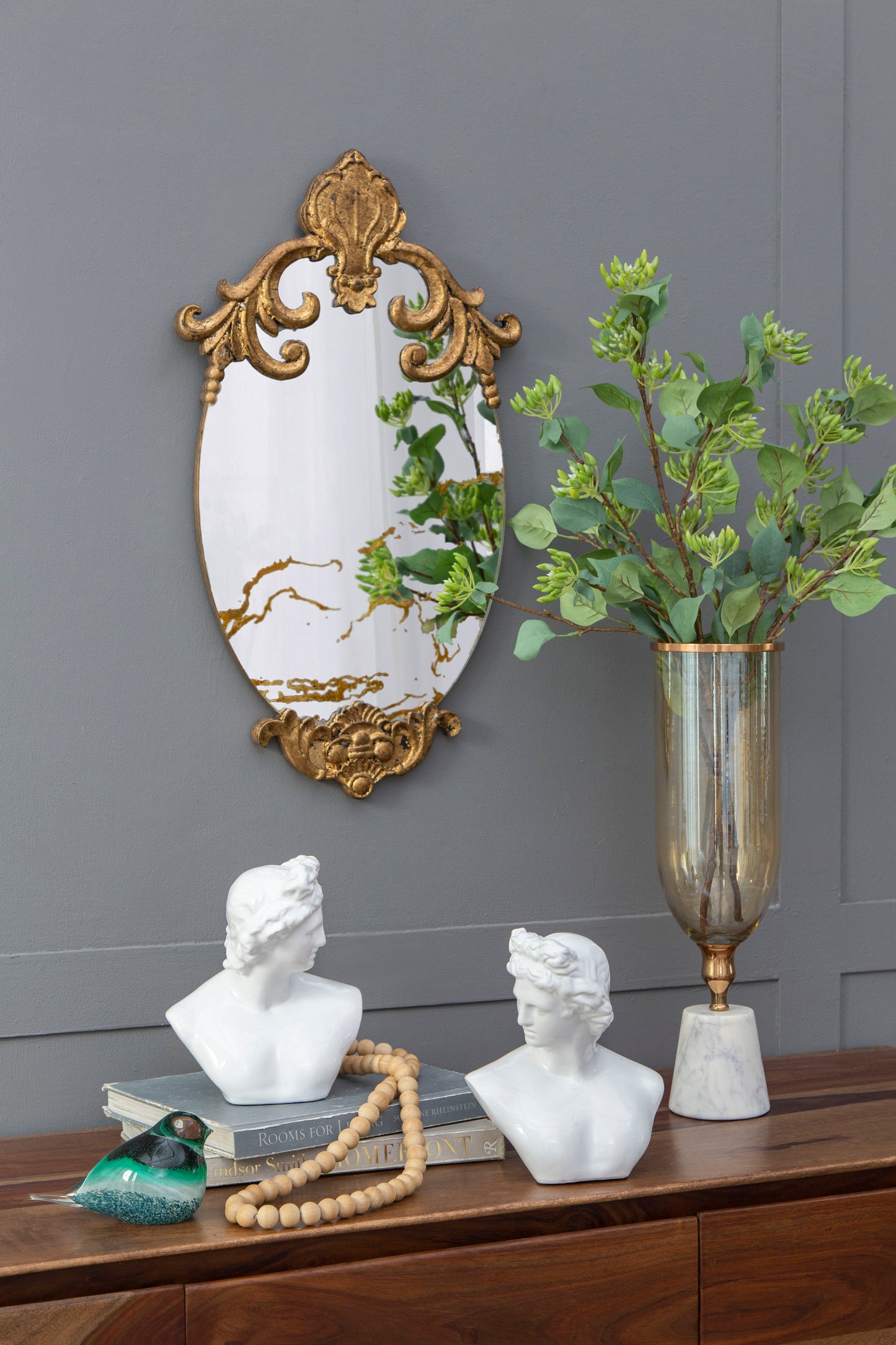 Decorative Oval Wall Mirror, Accent Mirror For Living Room, Entryway, Bedroom - Gold