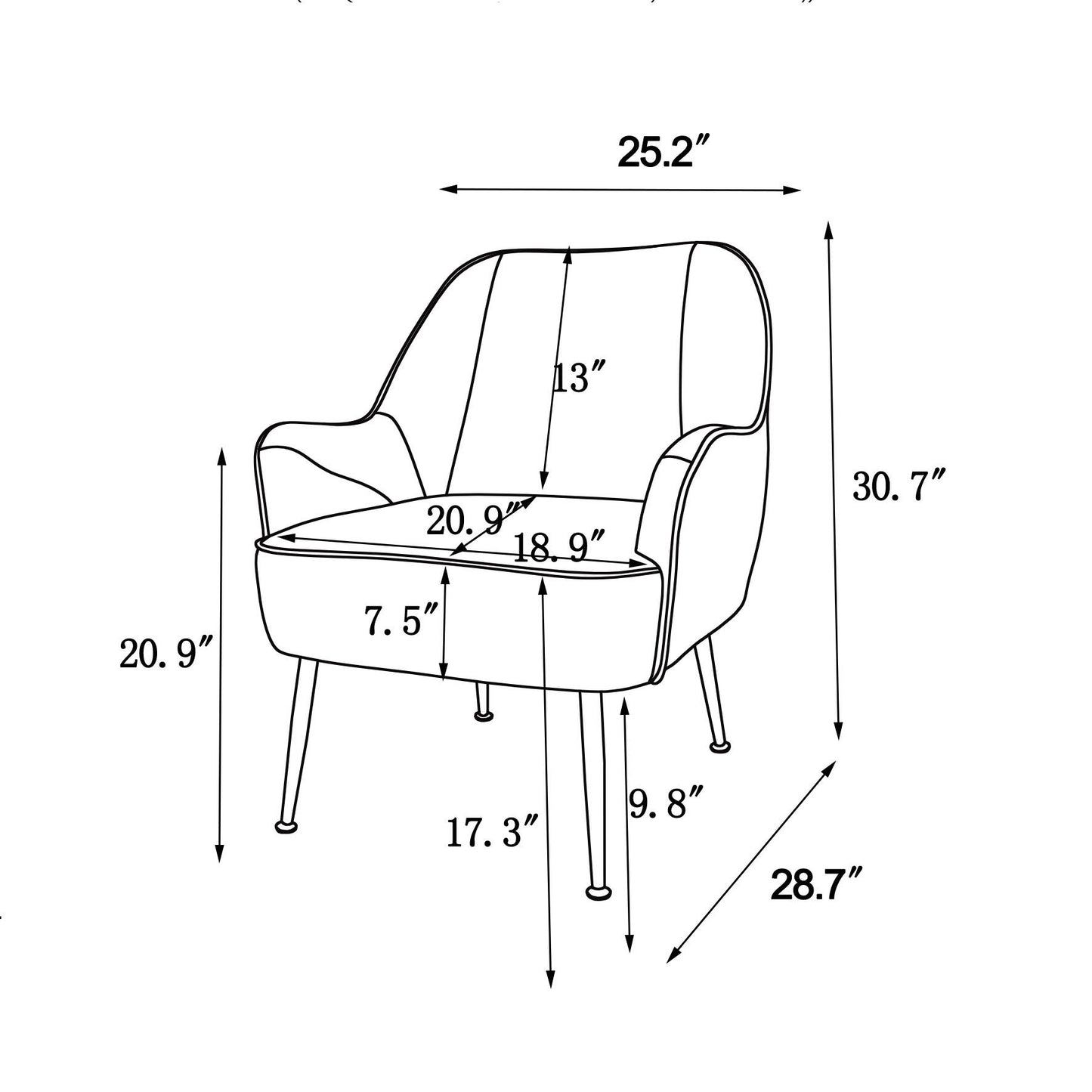 Modern Mid-Century Chair Velvet Sherpa Armchair For Living Room Bedroom Office - Beige