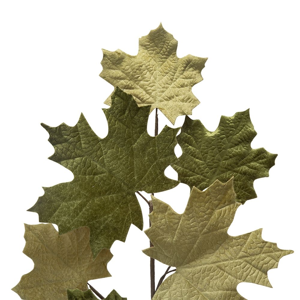Velvet Maple Leaf Spray, Botanicals Decor For Harvest Festival Fall Festival & Thanksgiving Table Decorations (Set of 6) - Green