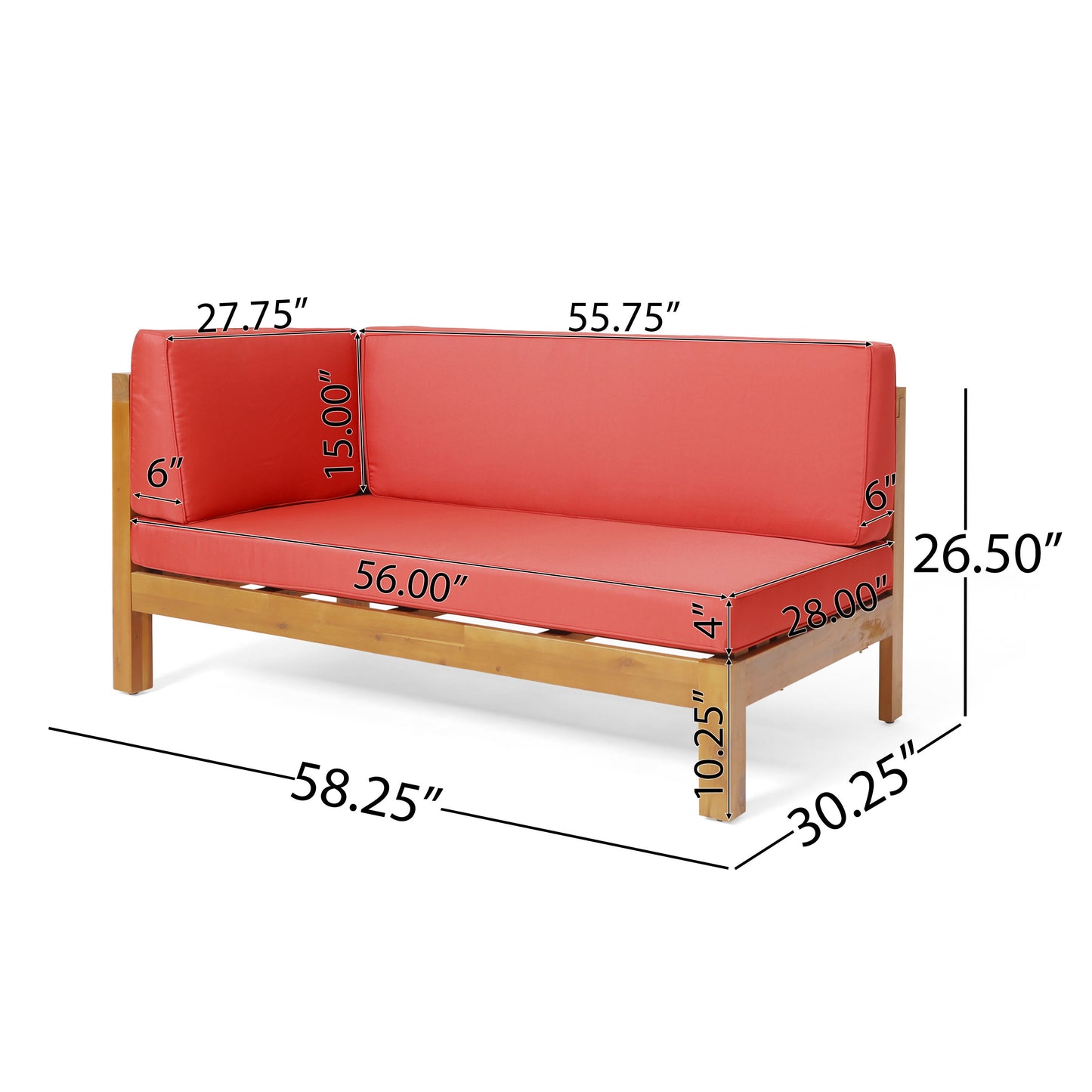 Brava - X Back Corner Bench L With Coffee Table - Red