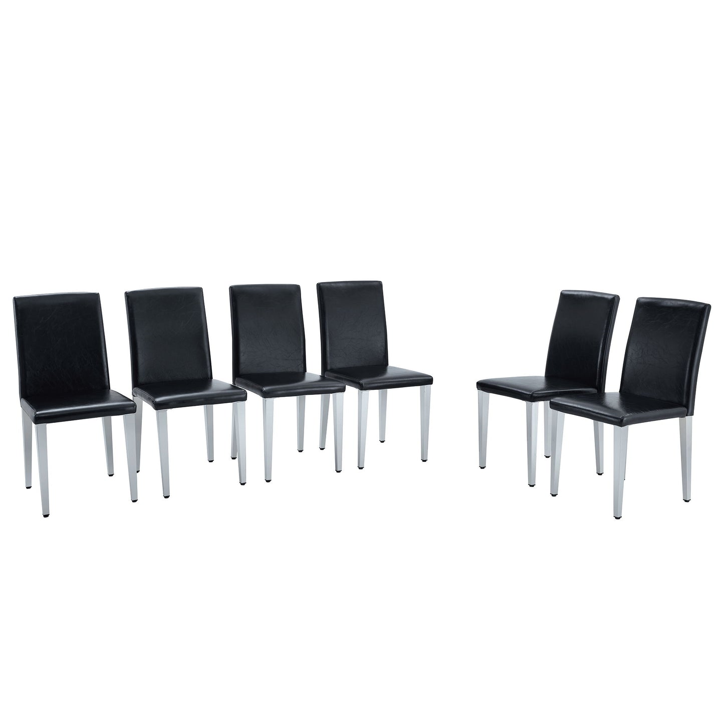 (Set of 2) Backrest Chairs With Metal Legs, They Are Ideally Suited For Minimalist And Contemporary Home Styles - Black / Silver