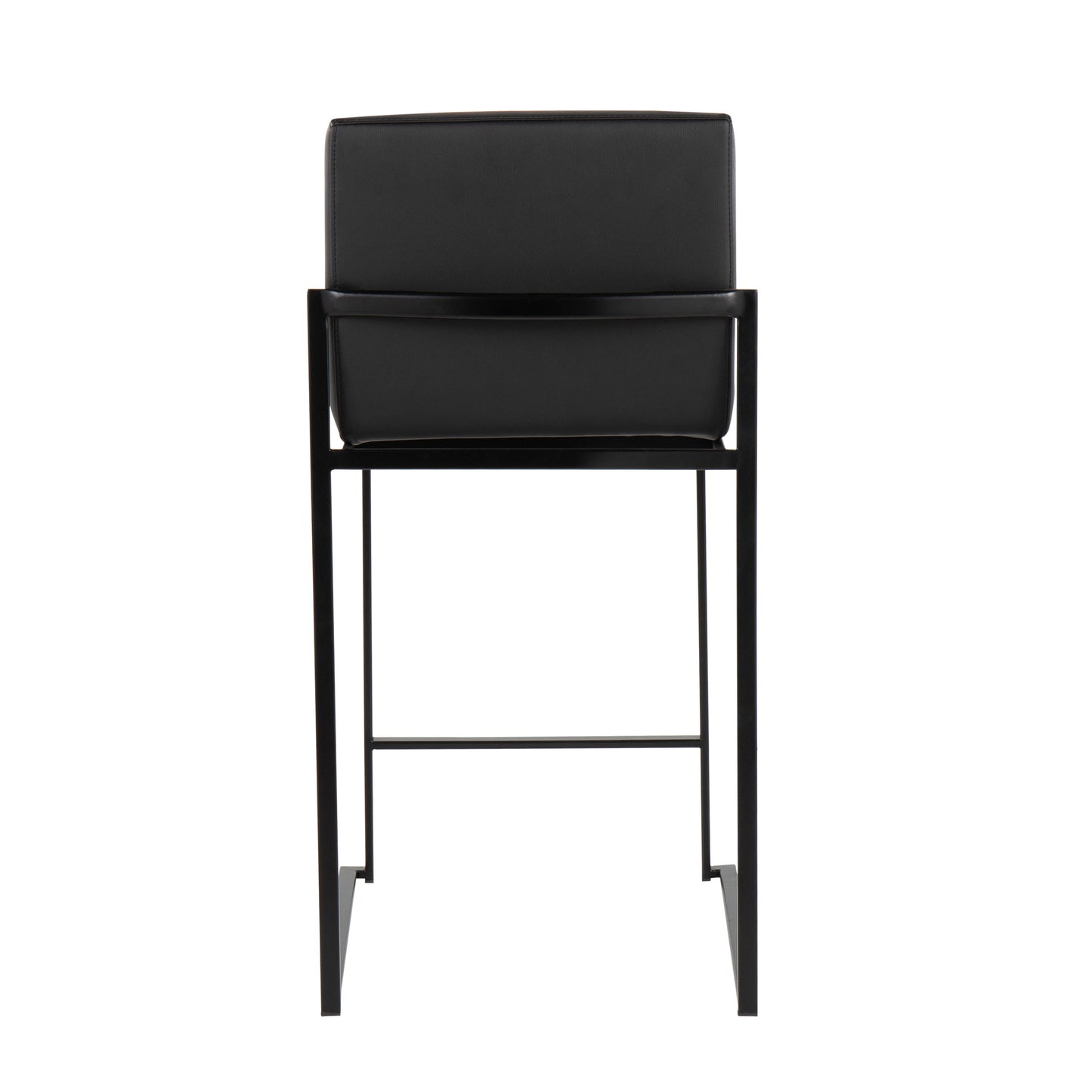 Fuji - Contemporary High Back Counter Stool (Set of 3) - Black - Faux Leather