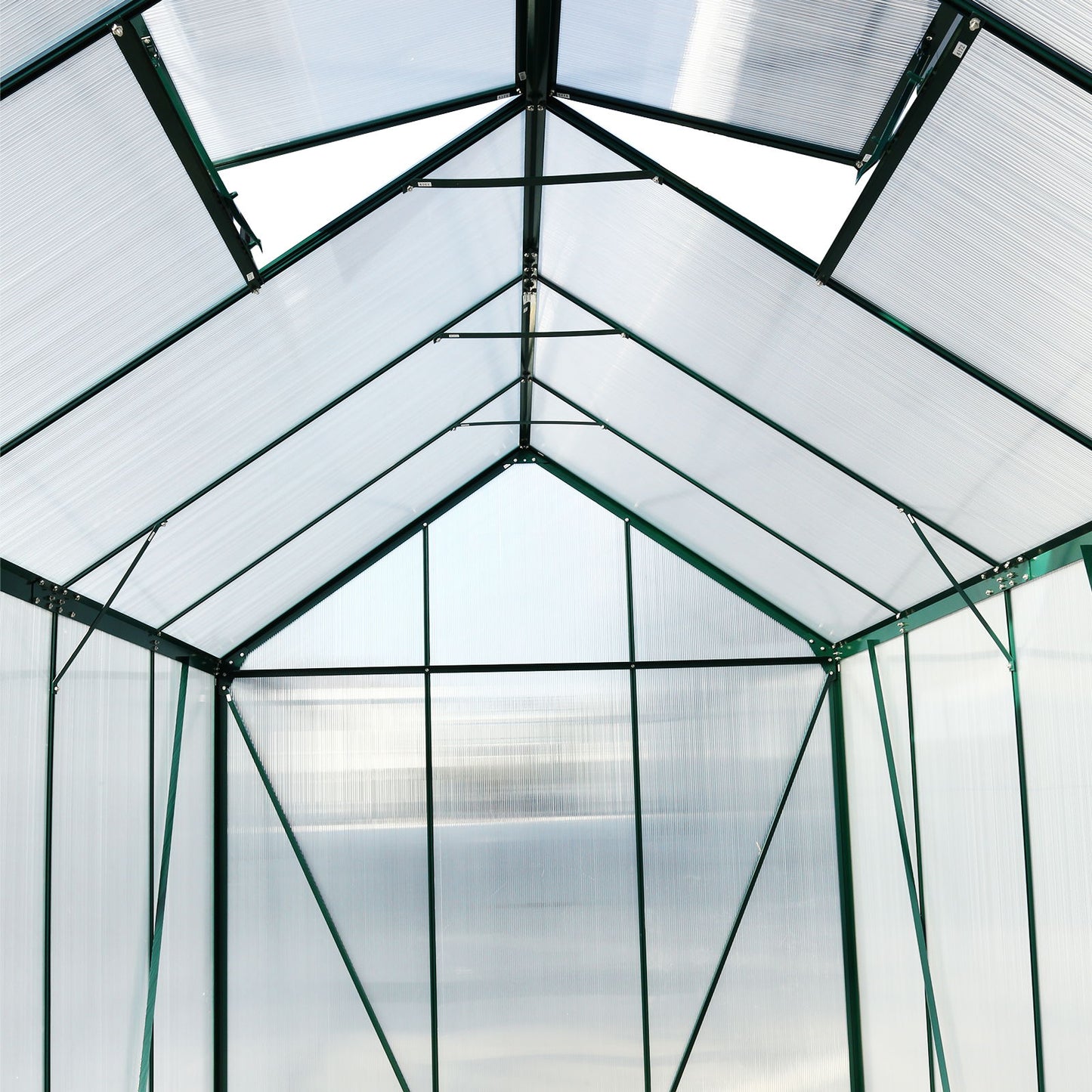6.3'*10.2'*7' Polycarbonate Greenhouse, Heavy Duty Outdoor Aluminum Walk-In Green House Kit With Rain Gutter, Vent And Door For Backyard Garden - Green