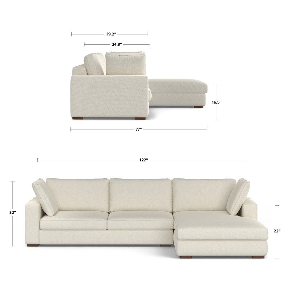 Charlie - Deep Seater Right Sectional Sofa - Cream