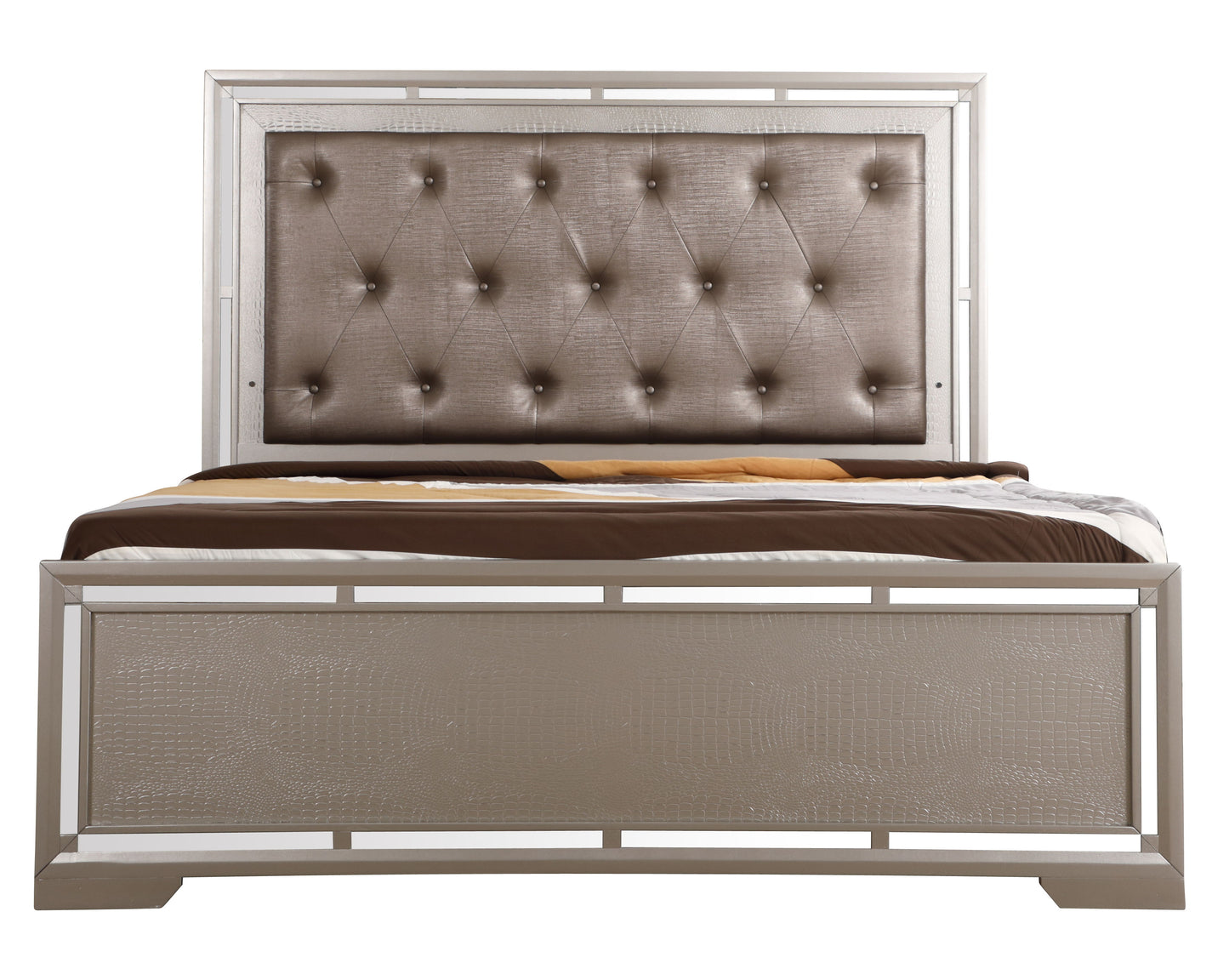 Alana - King Bed - Silver Champagne