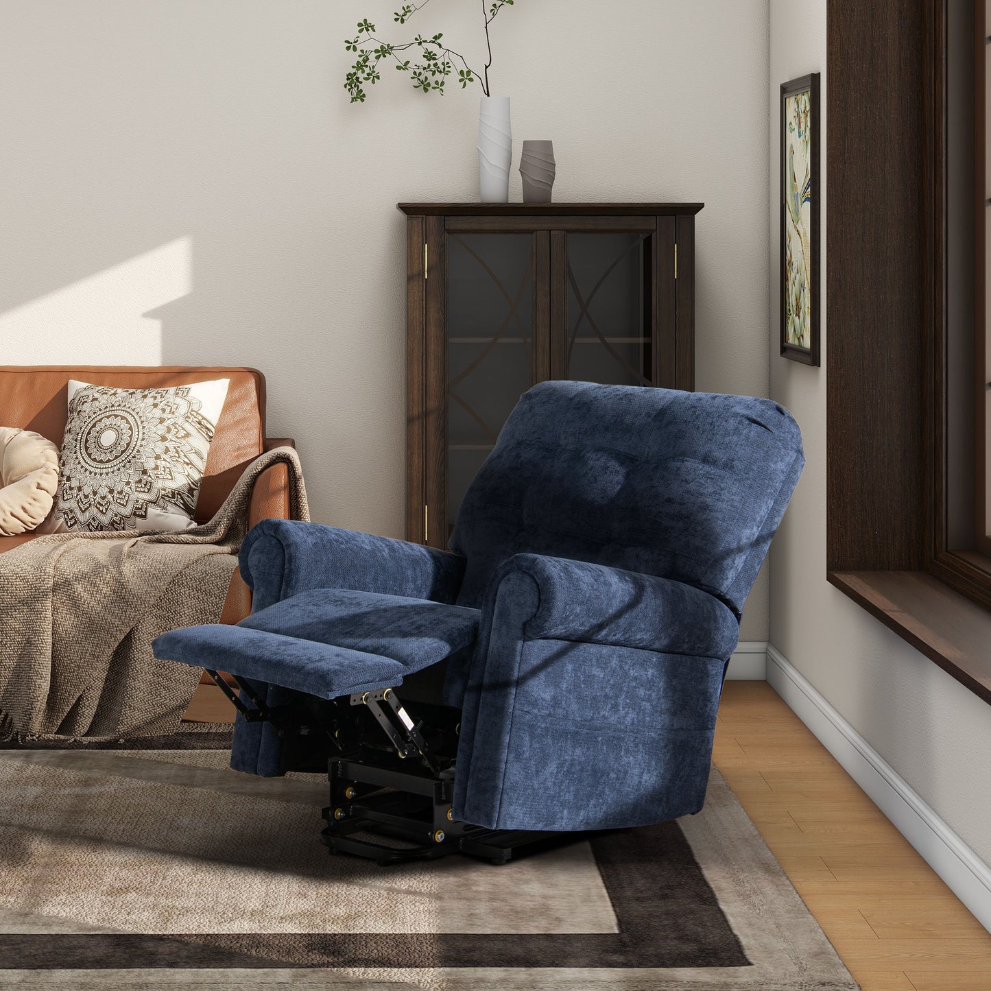 Irwin - Power Lift Recliner Chair - Dusk Navy Blue