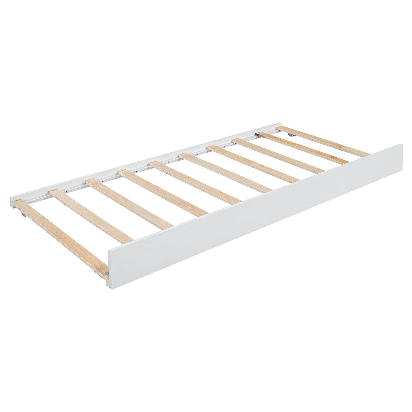 Queen Size Storage Platform Bed, With 2 Big Drawers, Twin Long Size Trundle - White