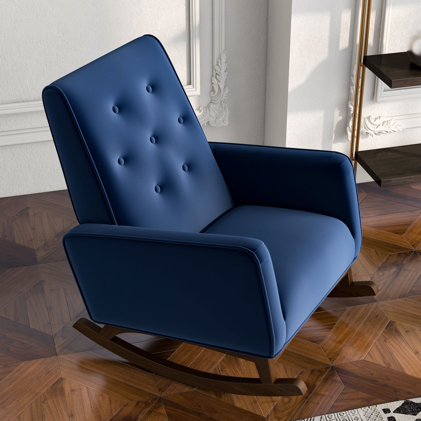 Demetrius - Solid Wood Rocking Chair - Blue