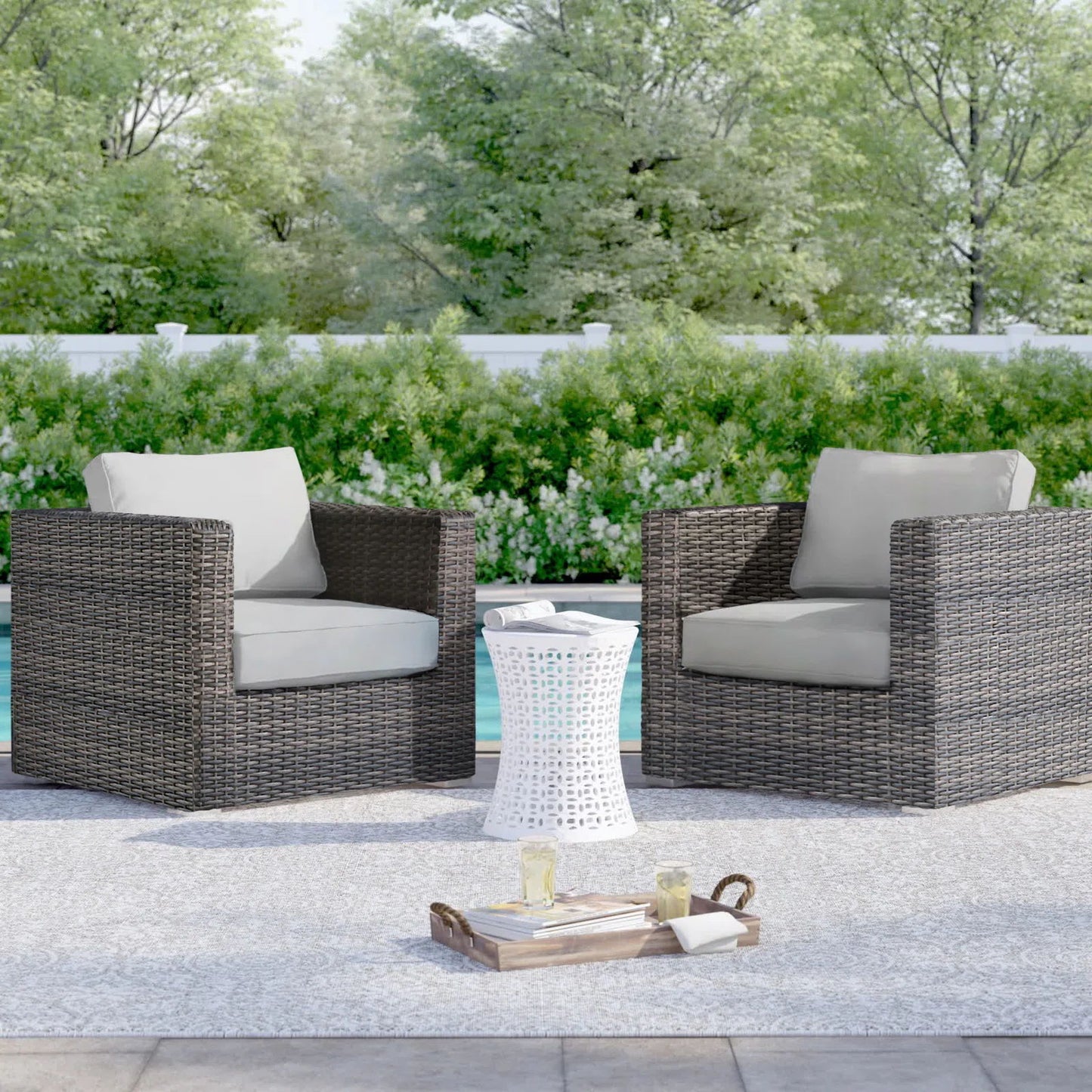 Comfort - Ready Patio Chair With Cushions Ideal For Outdoor Relaxation - Espresso / Gray