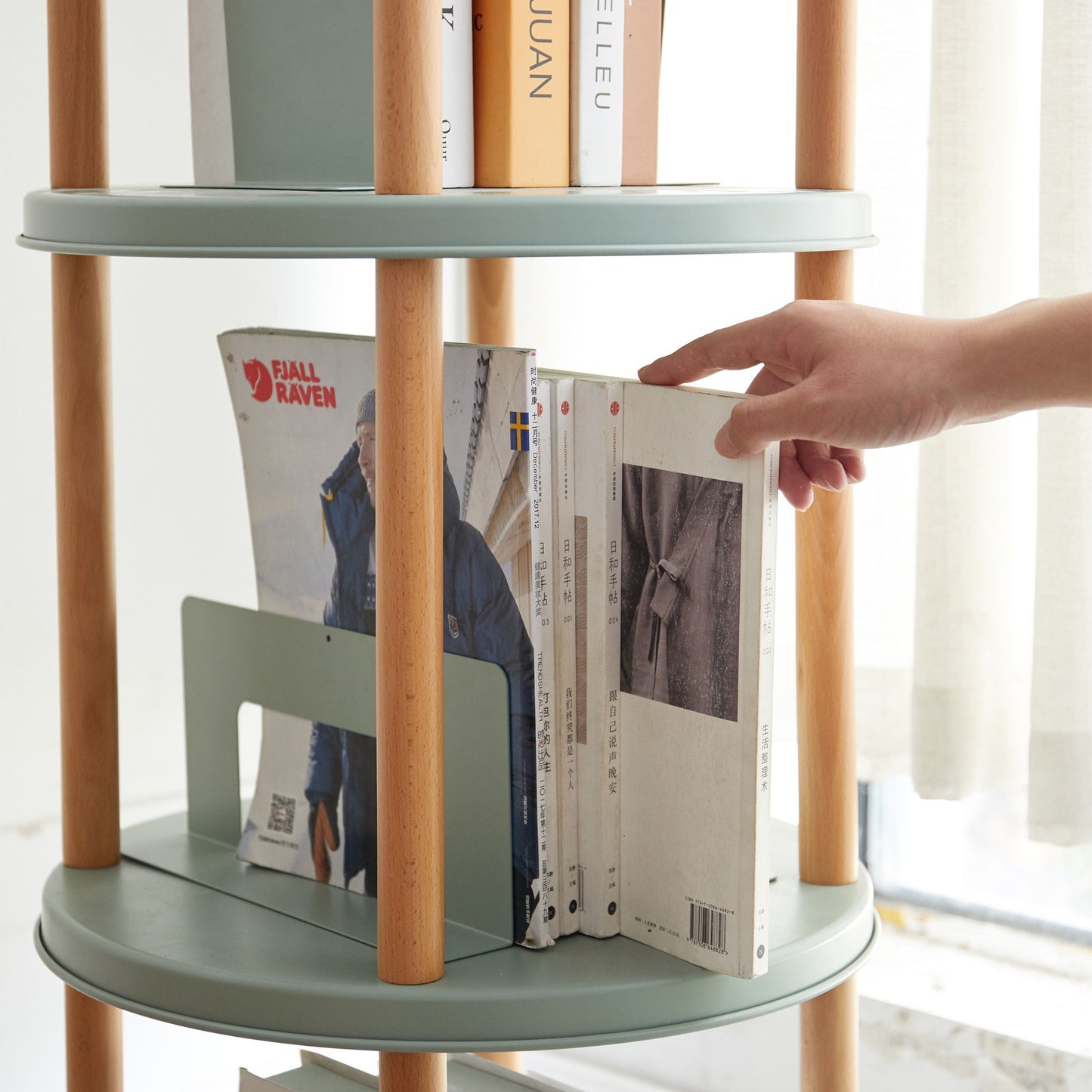 Storage Shelf, 360ÔøΩÔøΩÔøΩÔøΩÔøΩÔøΩÔøΩÔøΩÔøΩÔøΩÔøΩÔøΩÔøΩÔøΩÔøΩ Rotating Bookshelf, 4 Tier Bookcase With Large-Capacity Storage Space, Multifunctional Storage Rack, Compact Design For Living Room - Natural