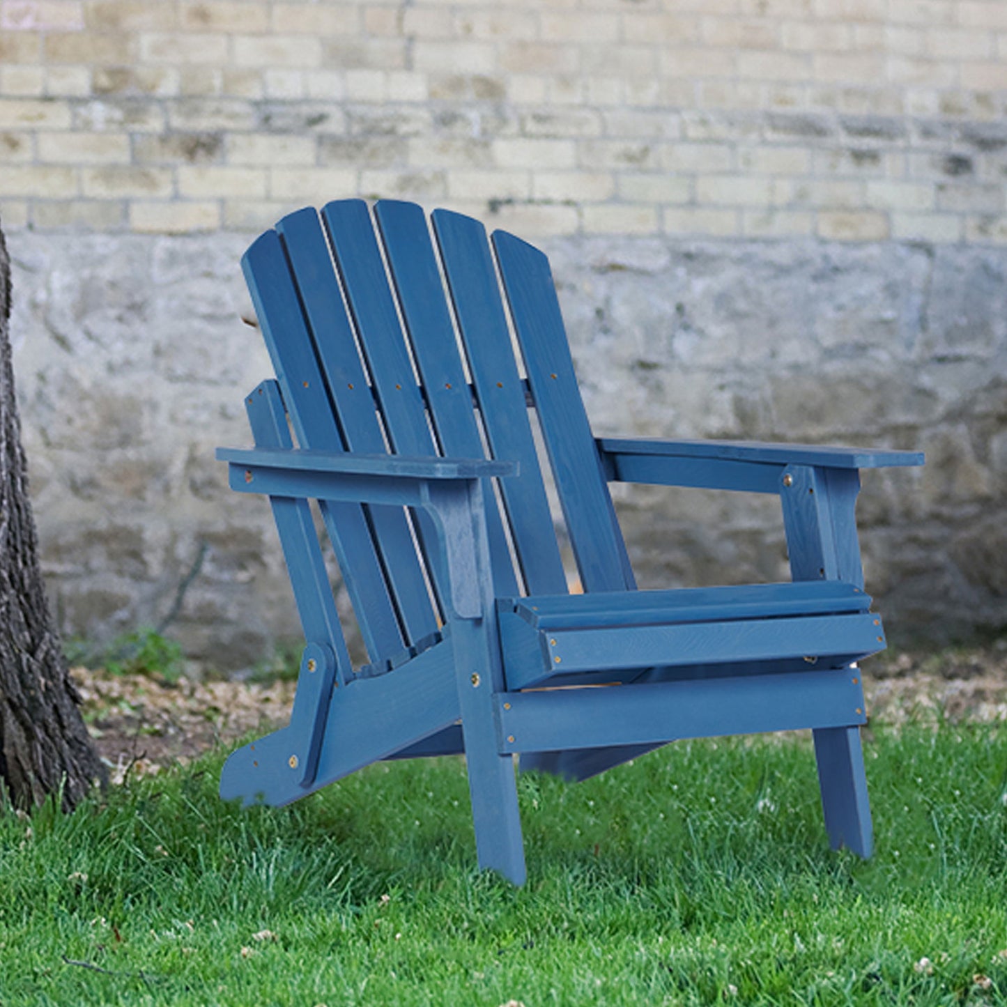 Oversize Outdoor Folding Adirondack Chair, Patio Chair For Garden Backyard Porch Pool Deck Firepit - Blue