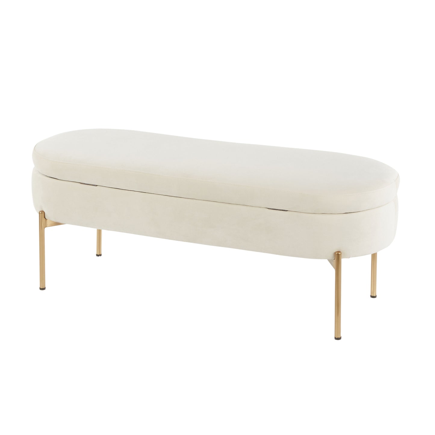 Chloe - Contemporary / Glam Storage Bench - Gold / Cream