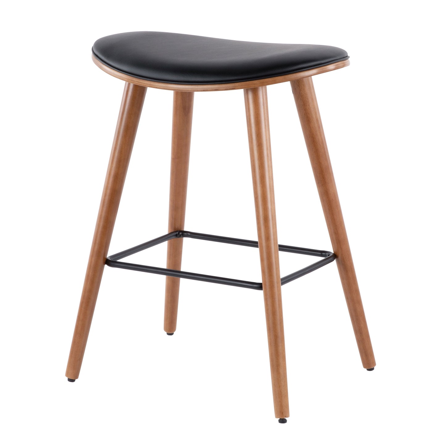 Saddle - Mid-Century Modern Counter Stool (Set of 2) - Walnut / Black